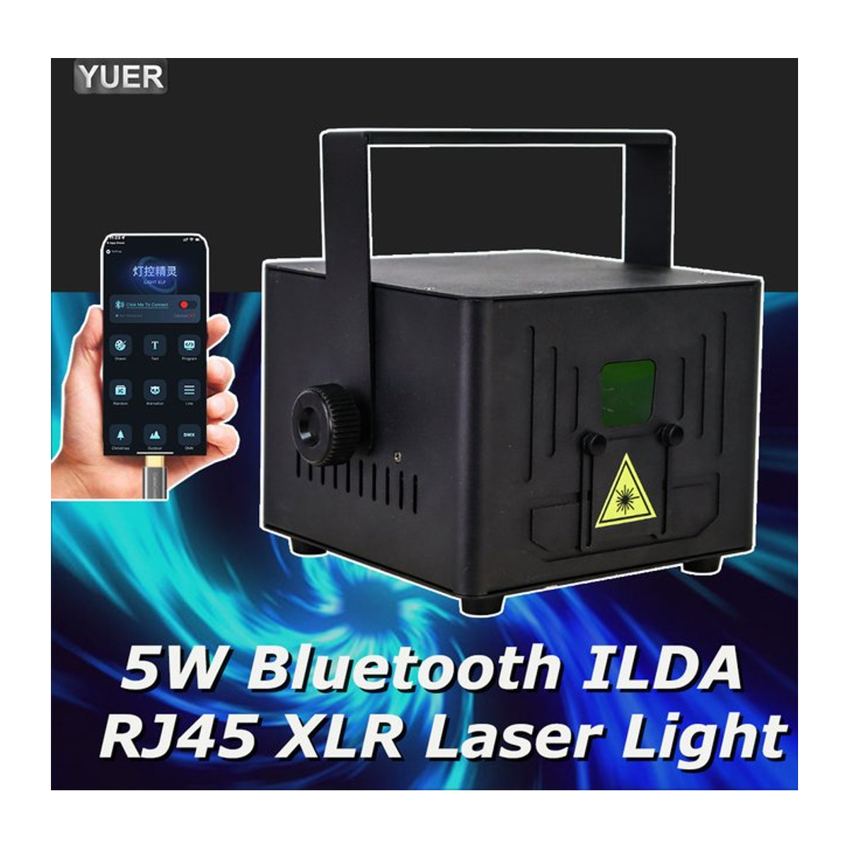 Yuer 5W RGB Laser Projektor mit Bluetooth und APP ILDA Steuerung für DJ, Disco und Party - Bild 1
