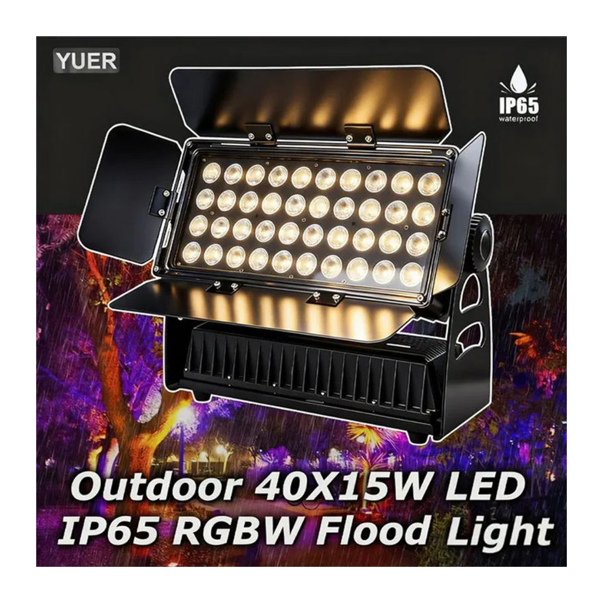 Yuer LED Außenstrahler RGBW IP65 Wall Washer Flutlicht Schwarz B/H: 40 x 15 cm - Bild 1