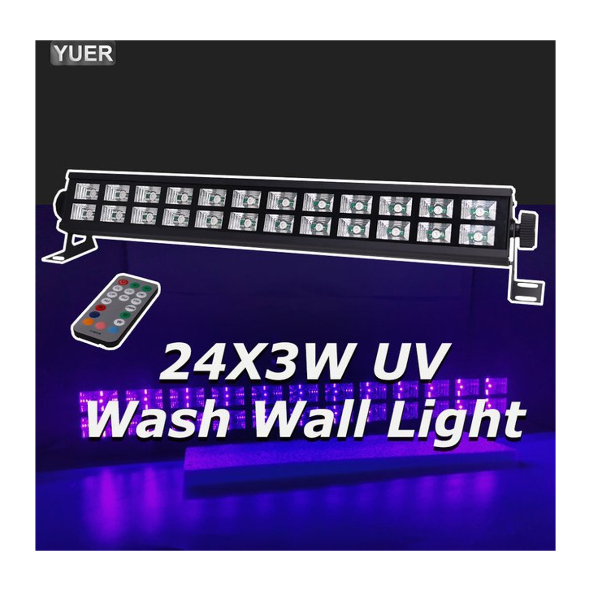 Yuer LED UV Strahler Zweireihig Lila Schwarz für DJ Disco Bar und Bühne - Bild 1