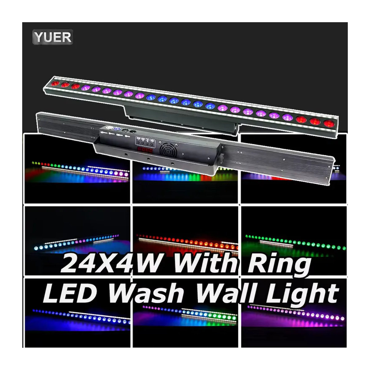 Yuer RGBW 4in1 LED Wandfluter mit LED-Ring, DMX512 Strahler für DJ, Party und Hochzeit, Schwarz - Bild 4