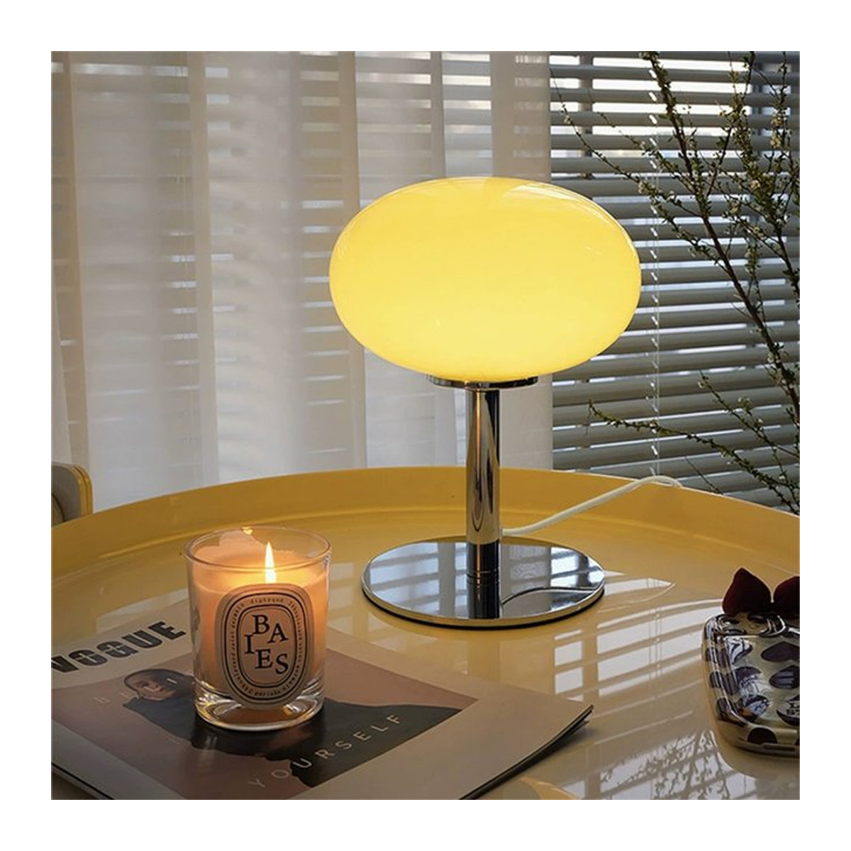 Yueyi Lollipop Tischlampe aus Glas in Beige im Retro-Design für Wohnzimmer, Schlafzimmer und Arbeitszimmer - Bild 1