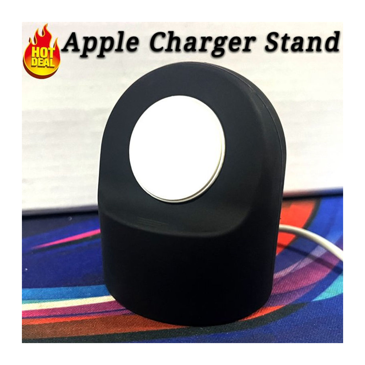Yunfook Ladestation aus Silikon für Apple Watch Ultra, Series 11 bis 5 sowie SE3, Dockingstation Halterung in Blau oder Schwarz - Bild 1