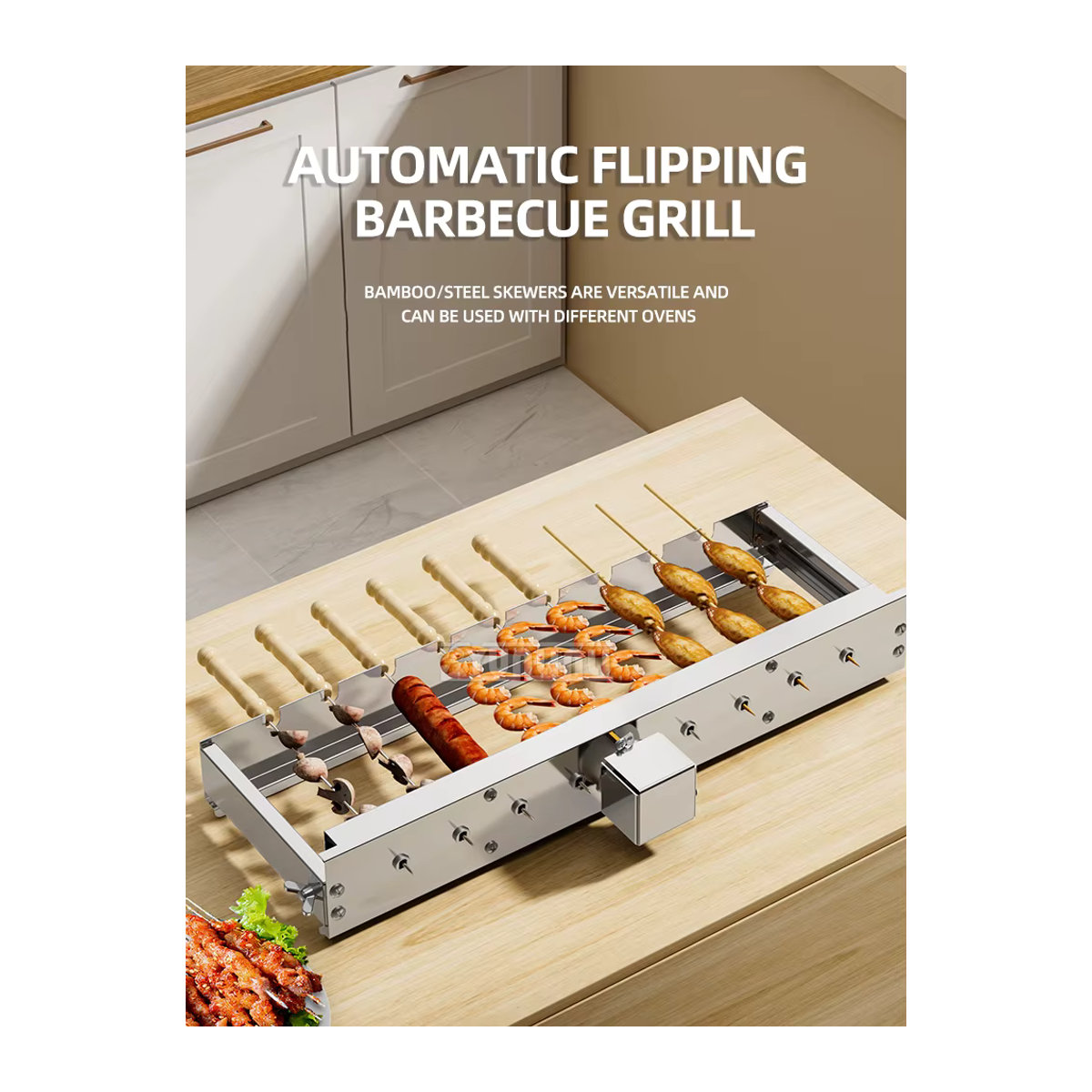 YunlinLi Automatischer Elektro-Drehgrill aus Edelstahl mit verstellbaren Spieß-Grillwerkzeugen - Bild 6
