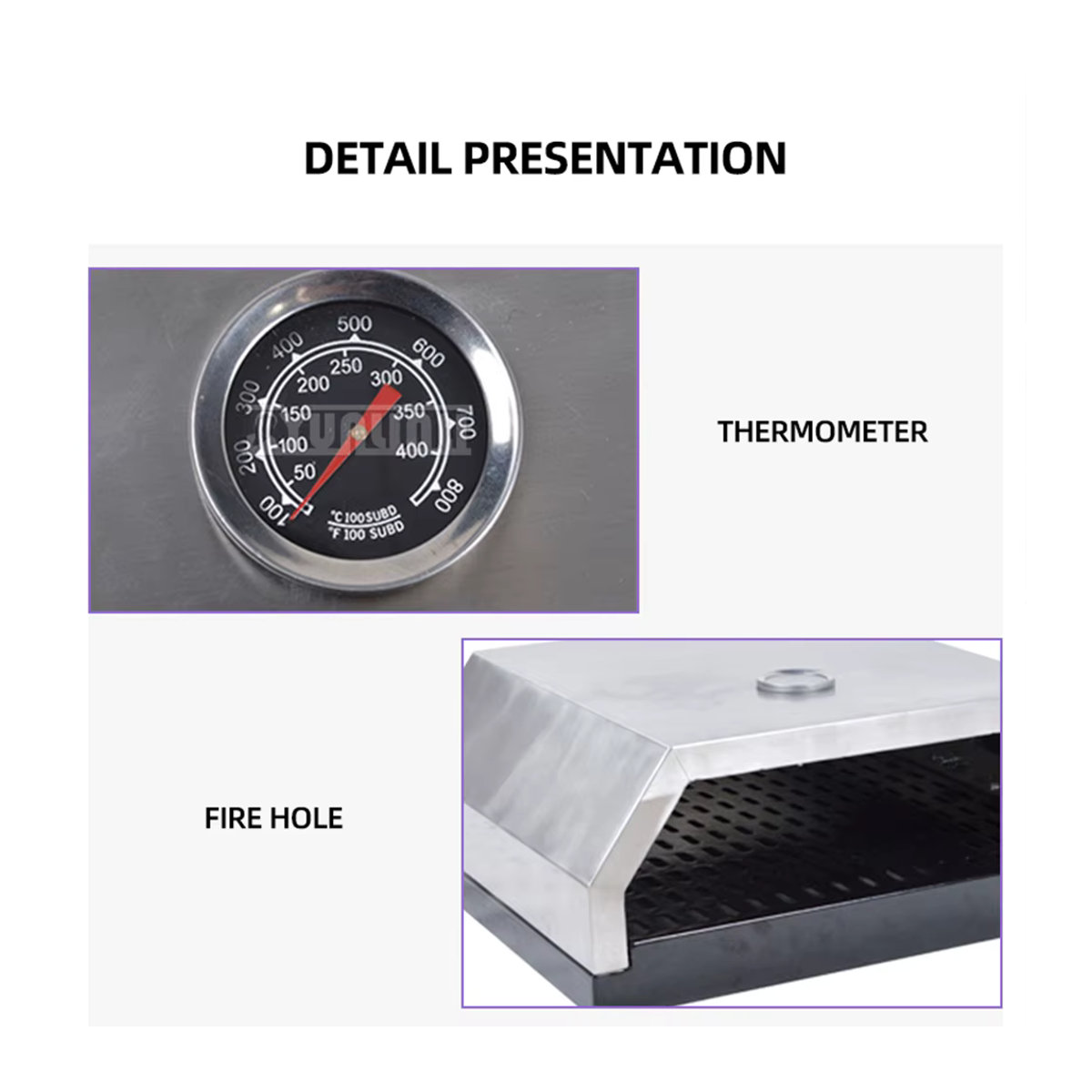 YunlinLi Edelstahl Pizza Ofen mit Thermometer für Outdoor und Camping als Holzkohle oder Gas Grill - Bild 5