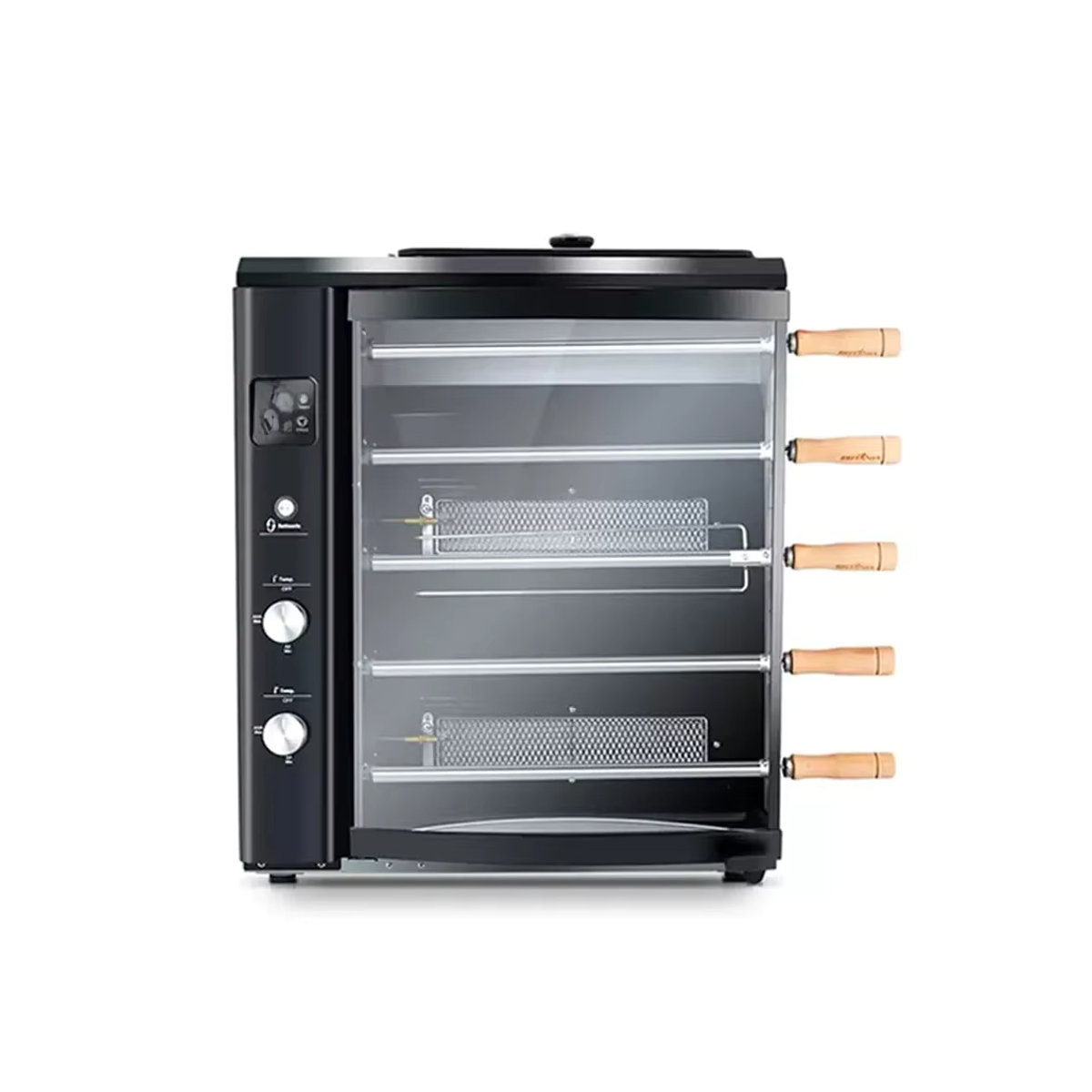 YunlinLi Tragbarer Gasgrill für den Außenbereich mit automatischer Drehfunktion, Schwarz - Bild 2