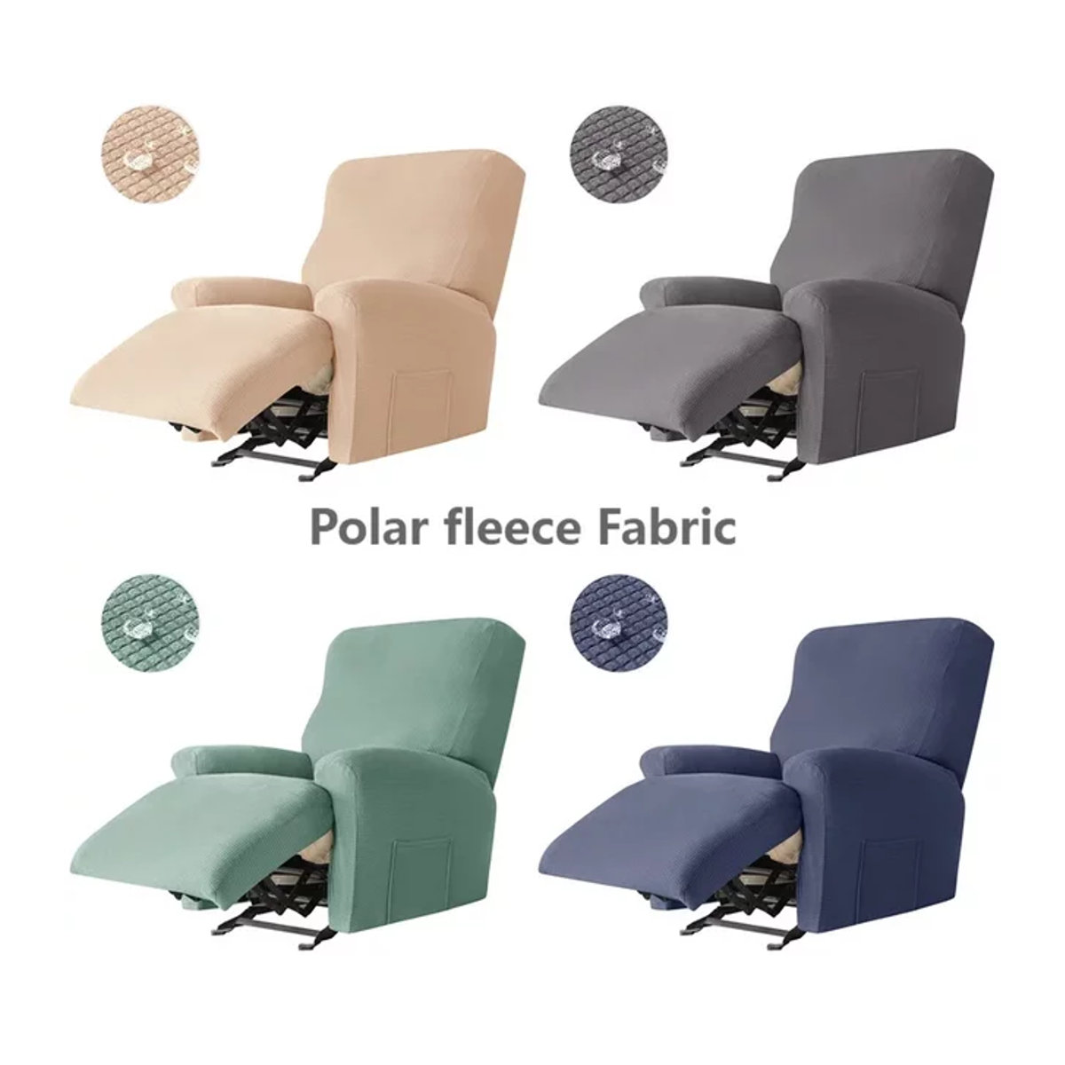 Yupartex 4-teiliges Set Polarfleece Sofa-Schutzbezüge, elastische Einzelsitzbezüge für Liegesofas, mehrfarbig - Bild 1