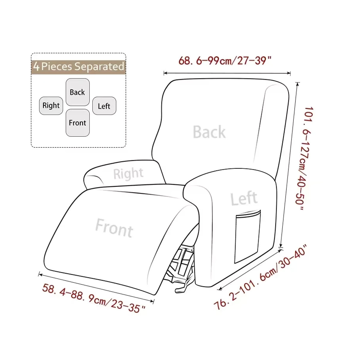 Yupartex 4-teiliges Set Polarfleece Sofa-Schutzbezüge, elastische Einzelsitzbezüge für Liegesofas, mehrfarbig - Bild 2
