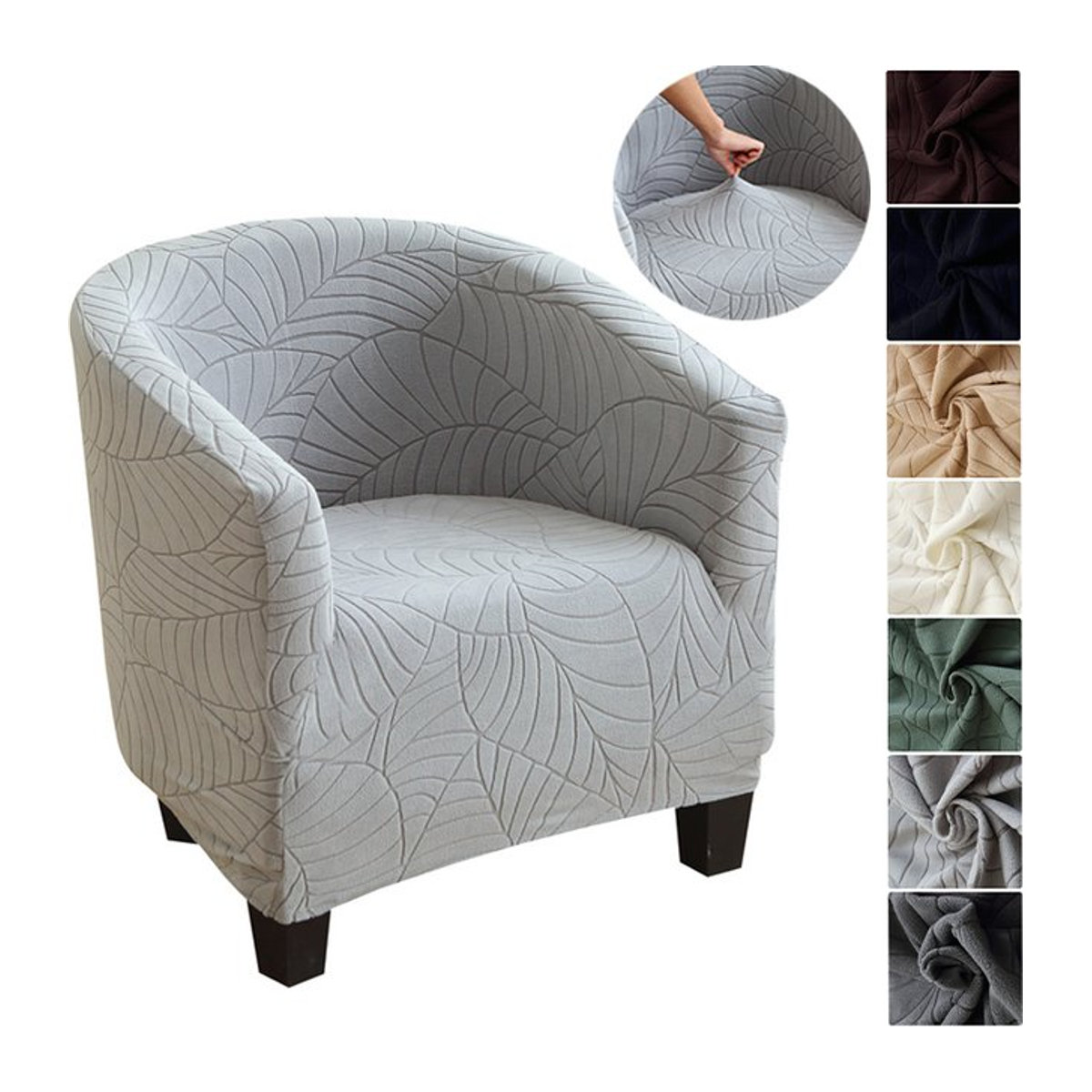 Yupartex Elastische Sofa Schonbezug mit Blätter-Jacquard-Muster in Beige oder Grau - Bild 1