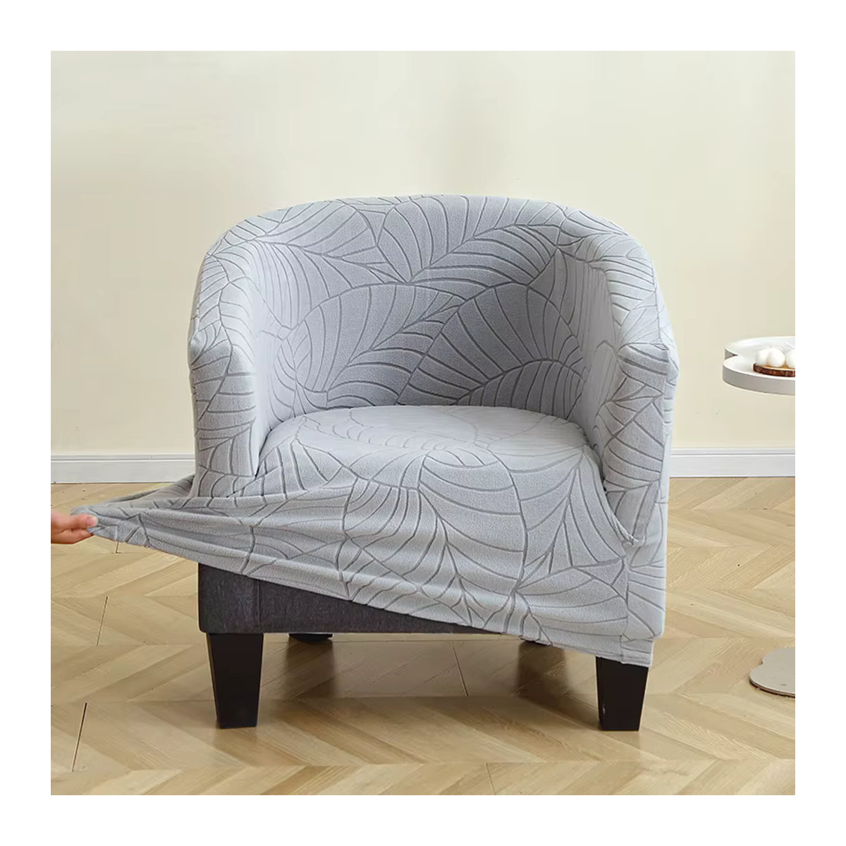 Yupartex Elastische Sofa Schonbezug mit Blätter-Jacquard-Muster in Beige oder Grau - Bild 4