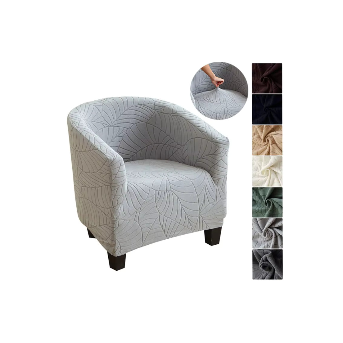 Yupartex Elastische Sofa Schonbezug mit Blätter-Jacquard-Muster in Beige oder Grau - Bild 5