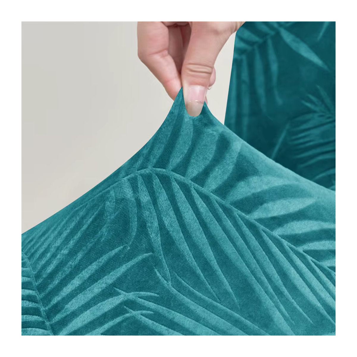 Yupartex Esszimmerstuhl Bezug aus weichem Samt mit Blätter-Jacquard-Muster, elastischer Stuhlschutz für deine Sitzmöbel - Bild 4