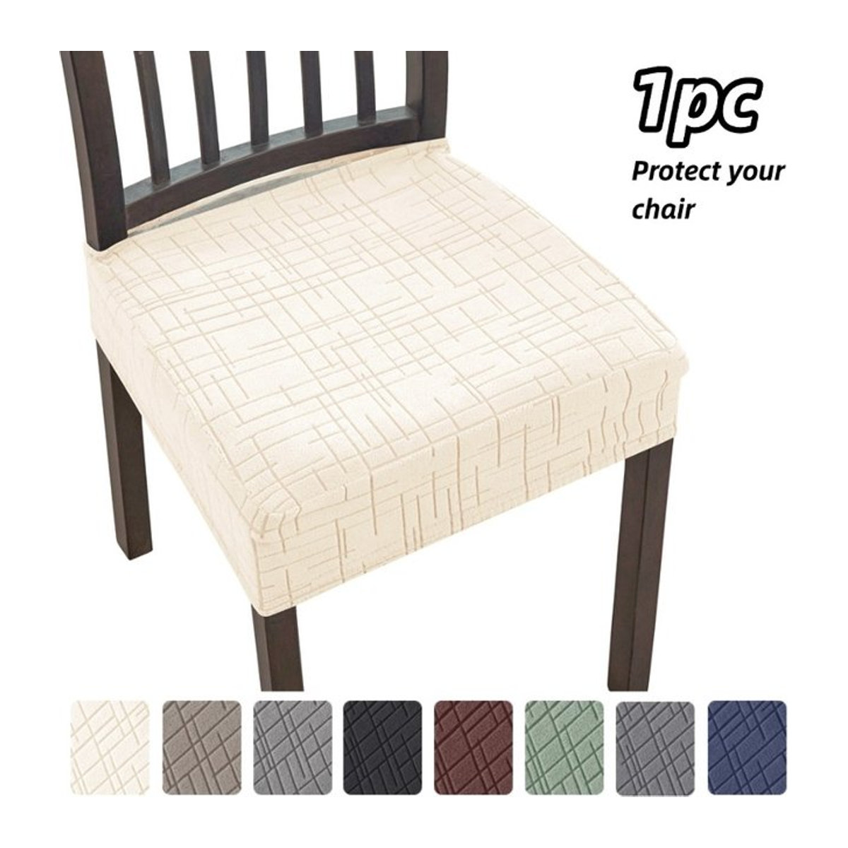 Yupartex Esszimmerstuhl-Bezüge aus Jacquard in Schwarz und Beige, abnehmbare universelle Sitzkissenbezüge zum Schutz deiner Stühle - Bild 1
