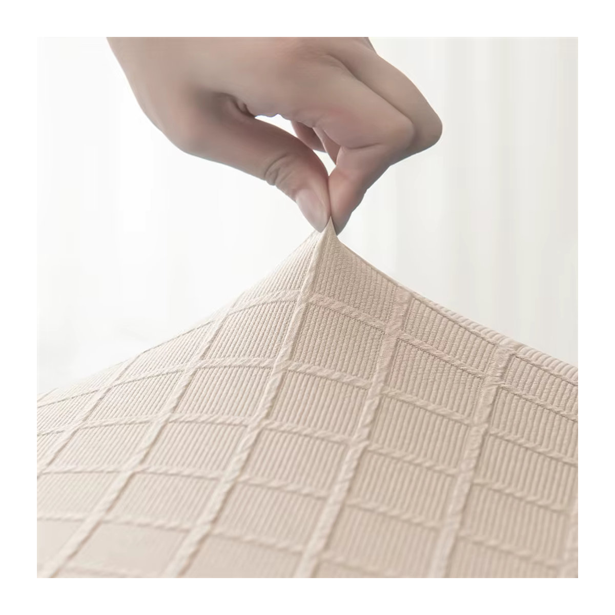 Yupartex Jacquard Esszimmer Stuhl Abdeckung in Beige, elastischer Universal Sitzschutz für Stühle - Bild 3