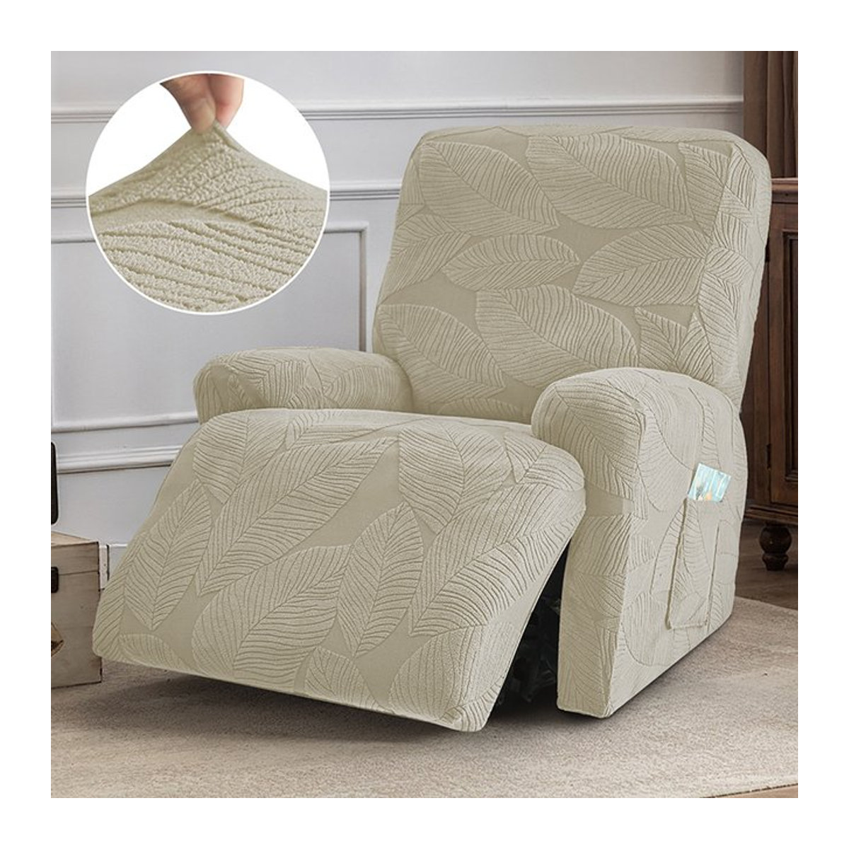 Yupartex Jacquard Sesselbezug mit Split Design in Beige für deinen Sessel oder deine Liege - Bild 1