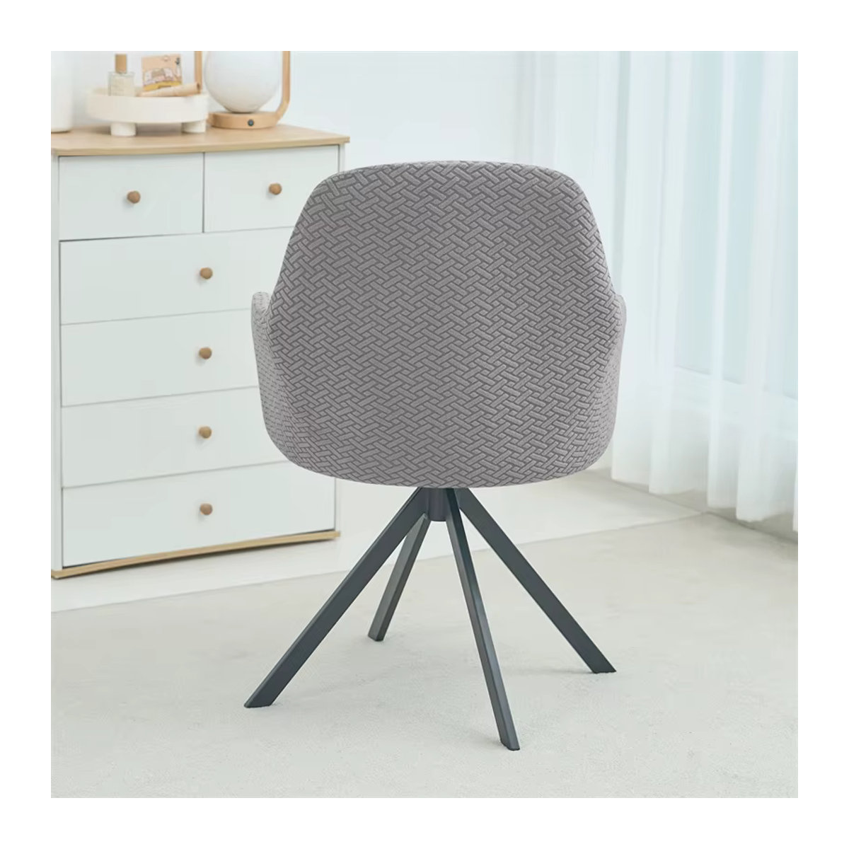 Yupartex Jacquard Stuhlbezüge für Armlehnenstühle in Grau - Bild 2