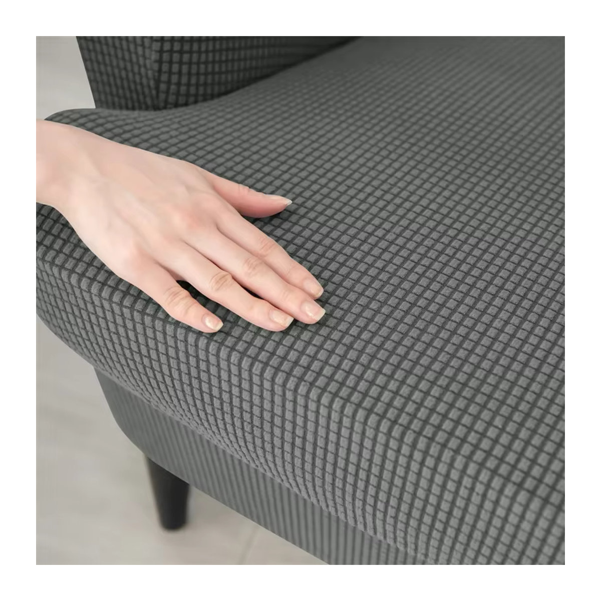 Yupartex Polar Fleece Wing Sesselbezug mit Sitzkissenbezug und Ottomane-Bezug, grau, staubdicht und rutschfest - Bild 3