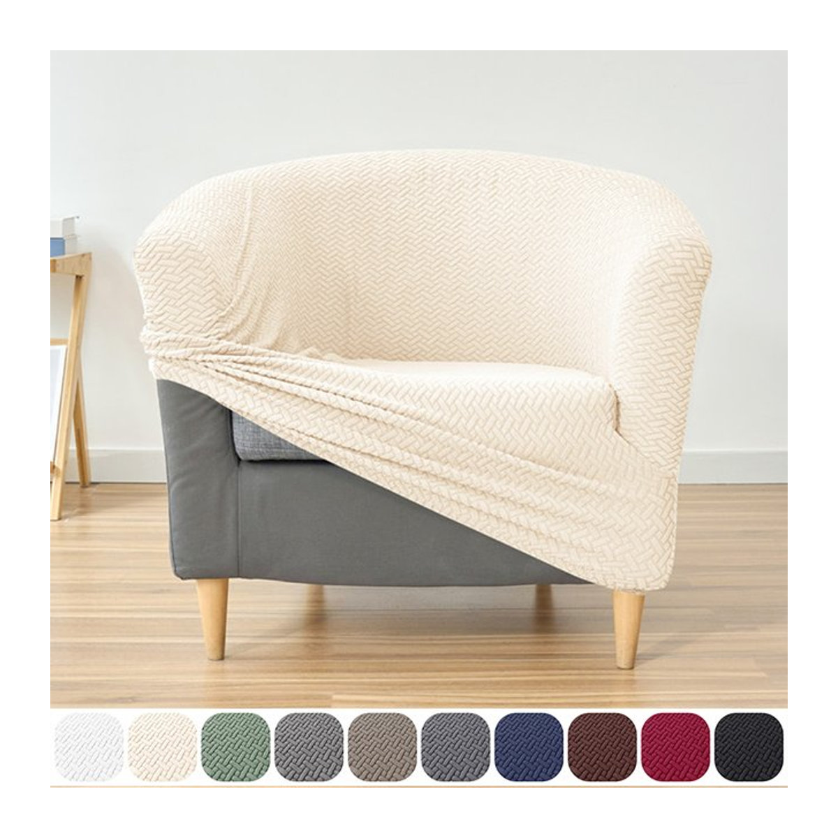 Yupartex Sesselbezug aus Jacquard mit elastischer Passform in Beige - Bild 1