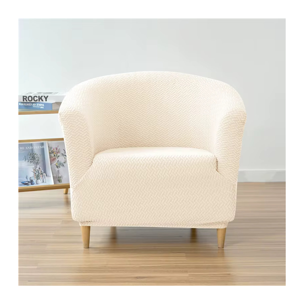 Yupartex Sesselbezug aus Jacquard mit elastischer Passform in Beige - Bild 3