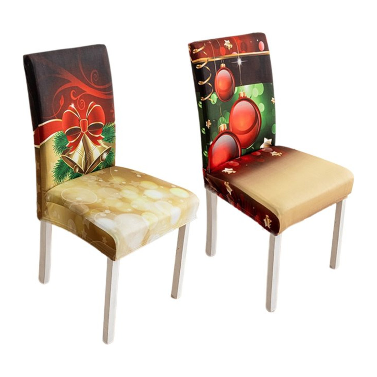 Yupartex Weihnachtsstuhlbezug aus Stretch-Material für Esszimmerstühle mit hoher Rückenlehne, mehrfarbig - Bild 1