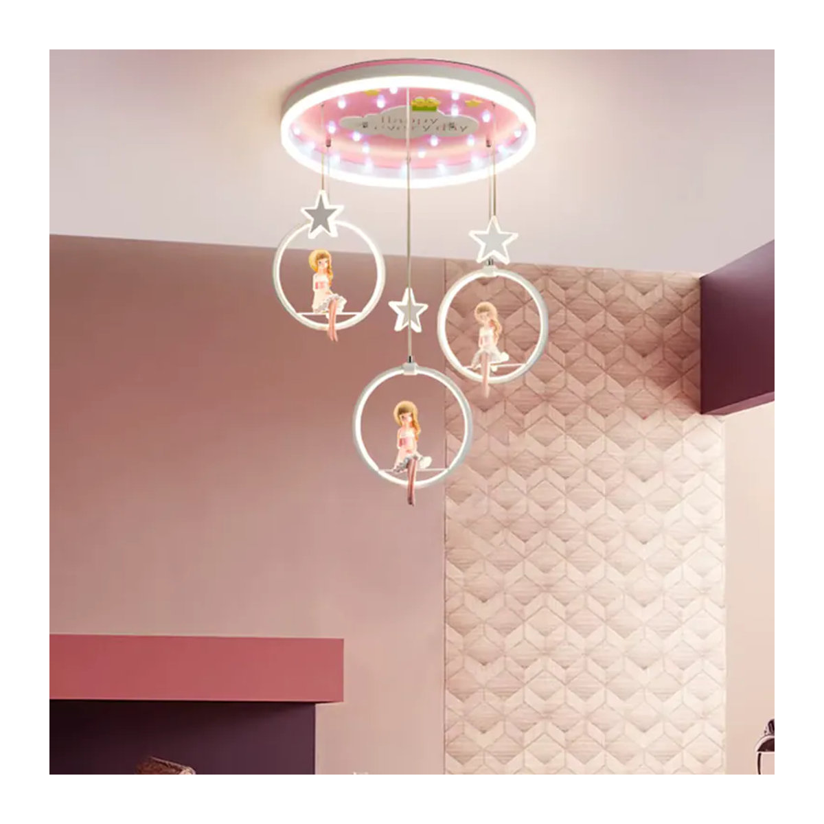 Yushe LED Kronleuchter im skandinavischen Design für Kinderzimmer und Wohnzimmer in Weiß - Bild 4