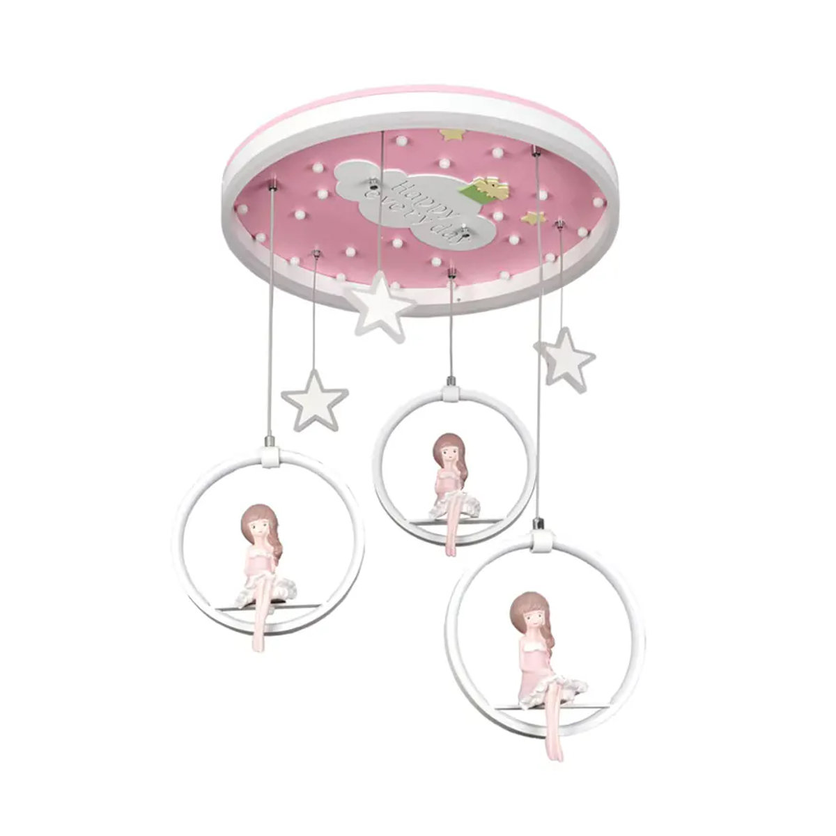 Yushe LED Kronleuchter im skandinavischen Design für Kinderzimmer und Wohnzimmer in Weiß - Bild 5