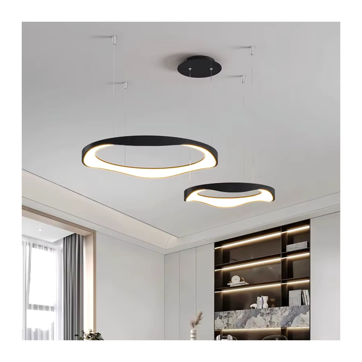 Yushe Pendelleuchte im Retro-Design mit minimalistischem Stil in Schwarz - Bild 2