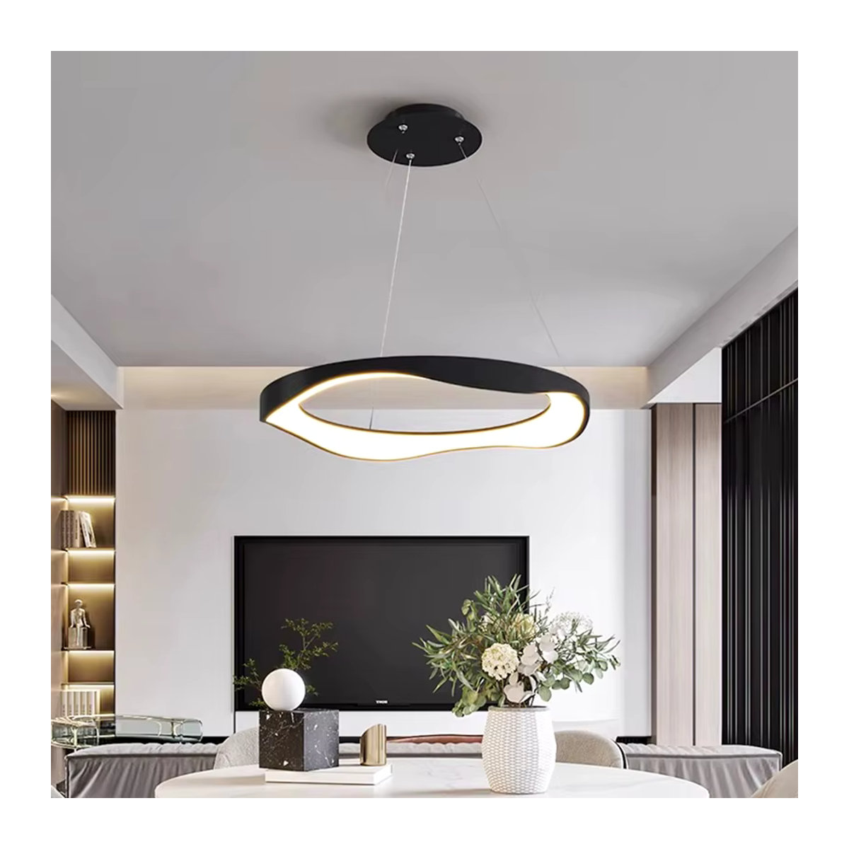 Yushe Pendelleuchte im Retro-Design mit minimalistischem Stil in Schwarz - Bild 3
