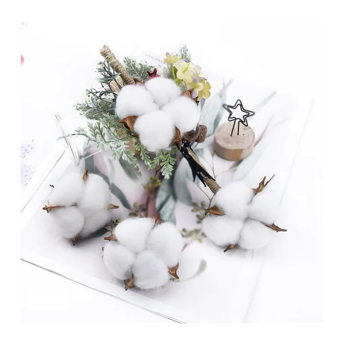 Yusheng Künstliche Baumwollblüten in Weiß, 5 cm Durchmesser, Dekorative Textil-Pflanzen für Hochzeit, Weihnachten und DIY-Kränze - Bild 1