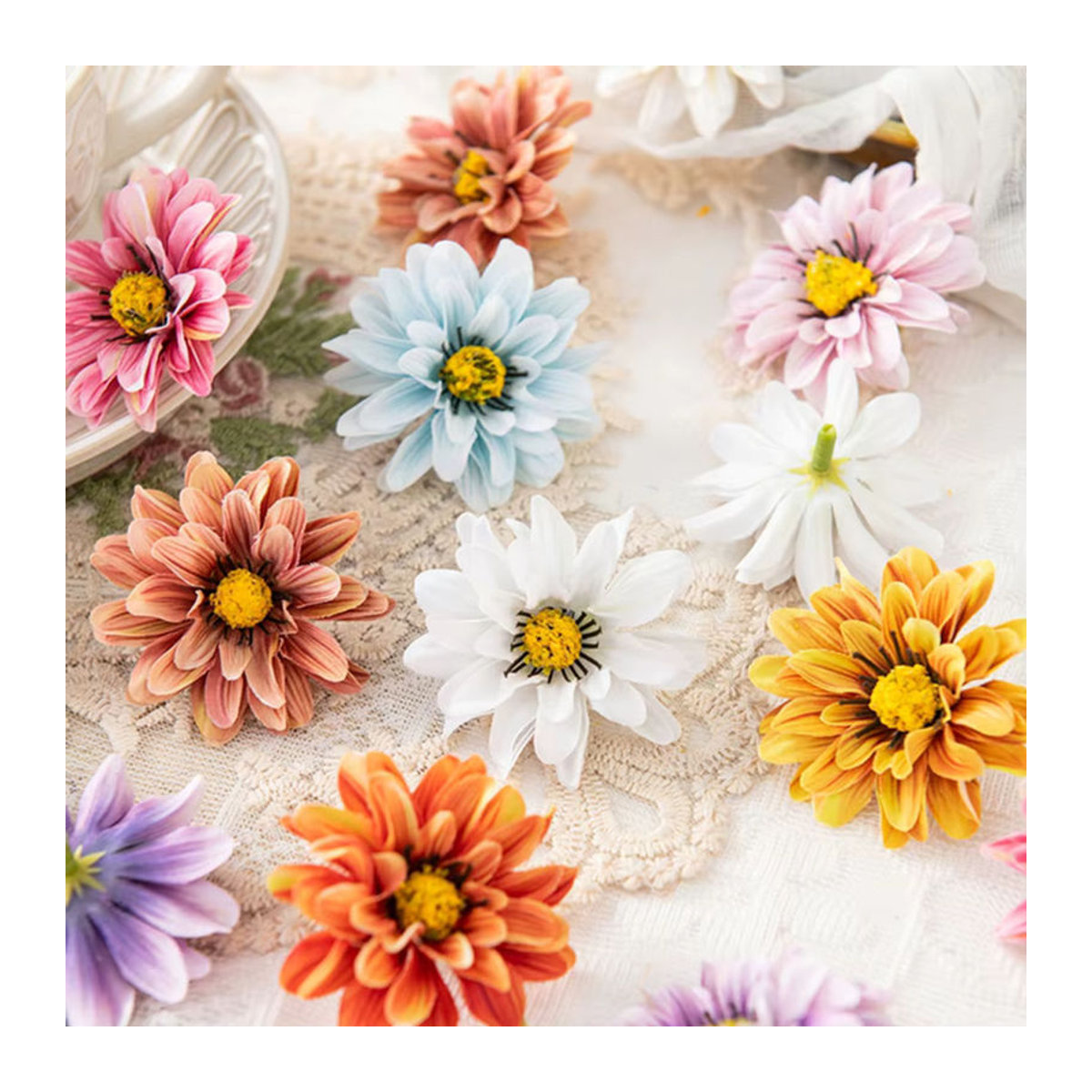 Yusheng Künstliche Gänseblümchen Mehrfarbig Einzelstiel für Hochzeiten und Dekorationen - Bild 2