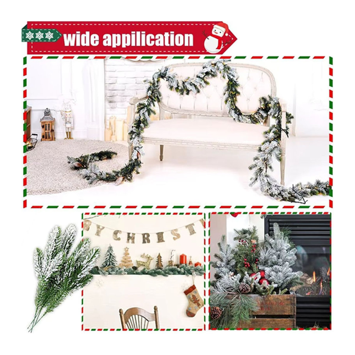 Yusheng Künstliche Kiefer Zweige in Grün für Dekorationen wie Hochzeit, Weihnachten und Garten als Einzelstiele - Bild 2