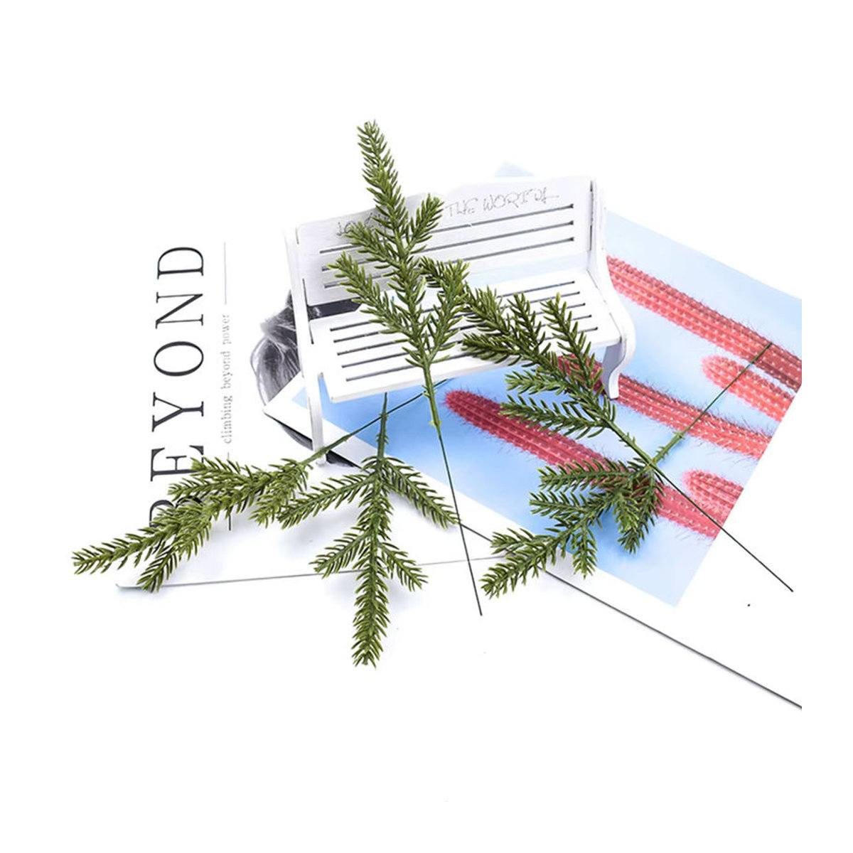 Yusheng Künstliche Kiefernnadeln Grün für Weihnachtsdekoration und DIY-Projekte, 40 Stück - Bild 2