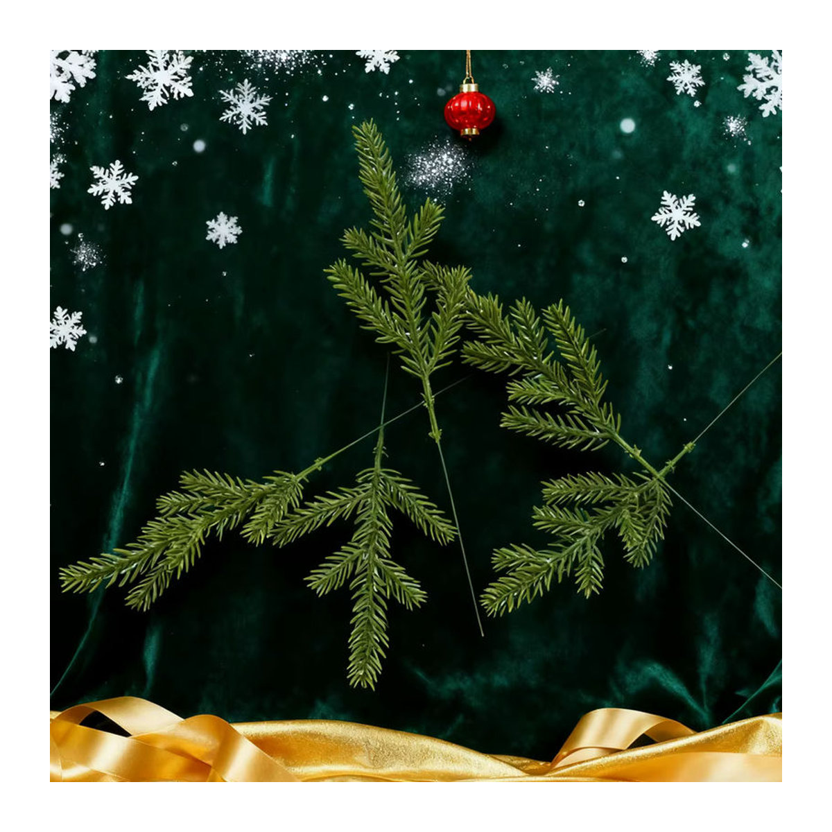 Yusheng Künstliche Kiefernnadeln Grün für Weihnachtsdekoration und DIY-Projekte, 40 Stück - Bild 3