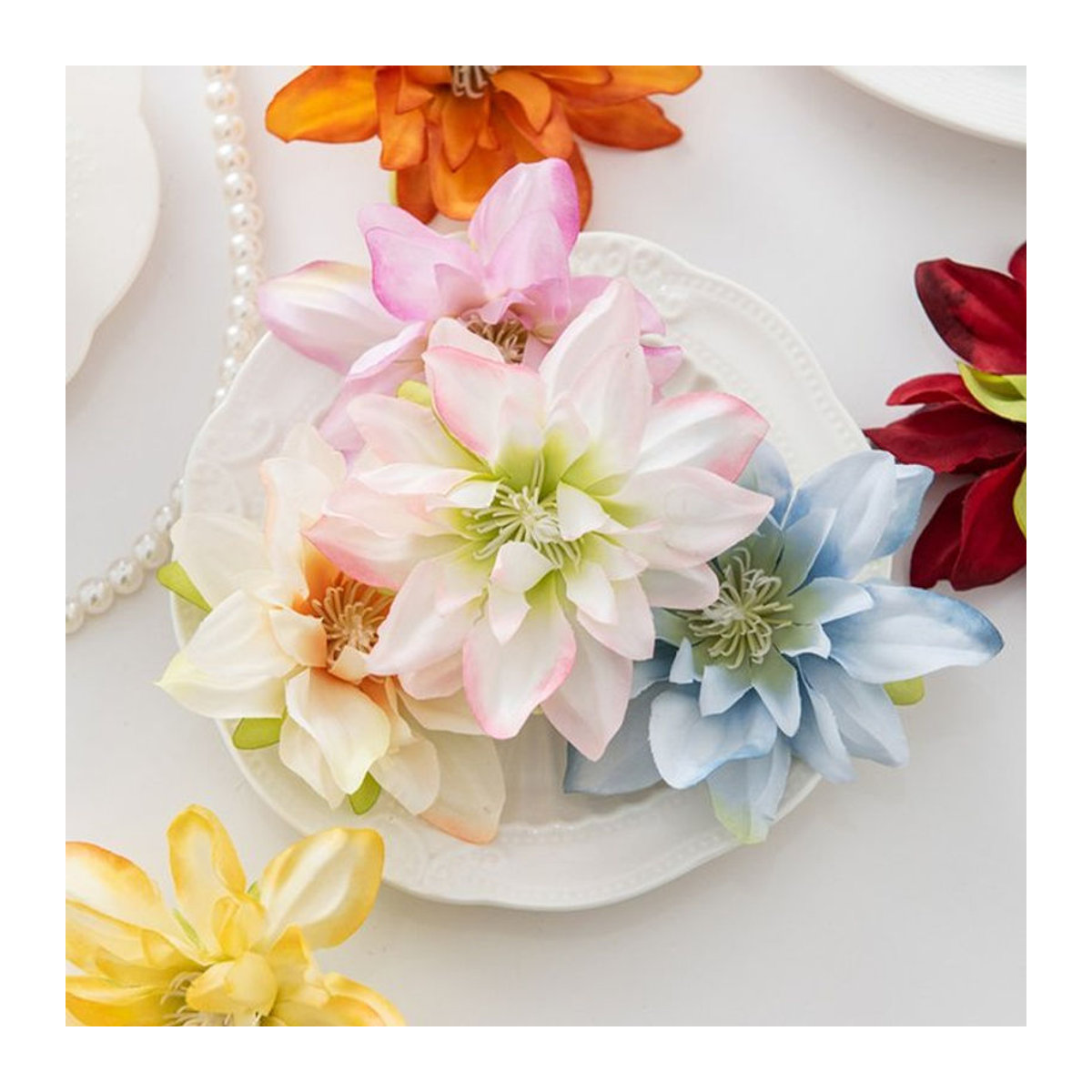 Yusheng Künstliche Lotusblumen aus Seide in Mehrfarbig für Hochzeit und DIY-Dekoration - Bild 1
