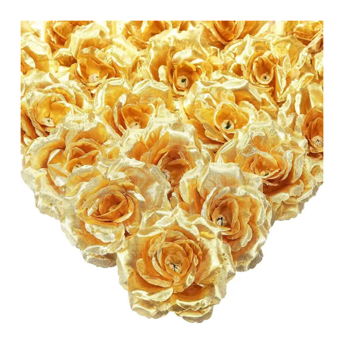 Yusheng Künstliche Rosenköpfe aus Textil in Weiß und Gold für Hochzeiten und DIY-Dekorationen (20 Stück) - Bild 2