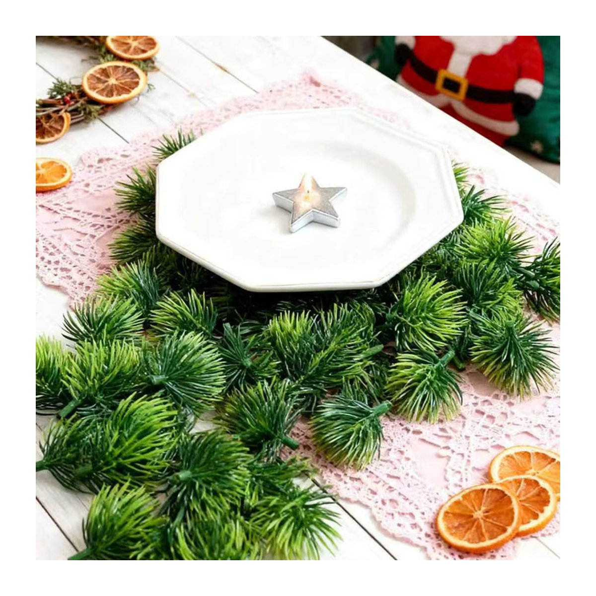 Yusheng Künstliche Stechpalme mit kleinen Früchten in Grün zur Dekoration für Weihnachten, Hochzeit und Halloween - Bild 4