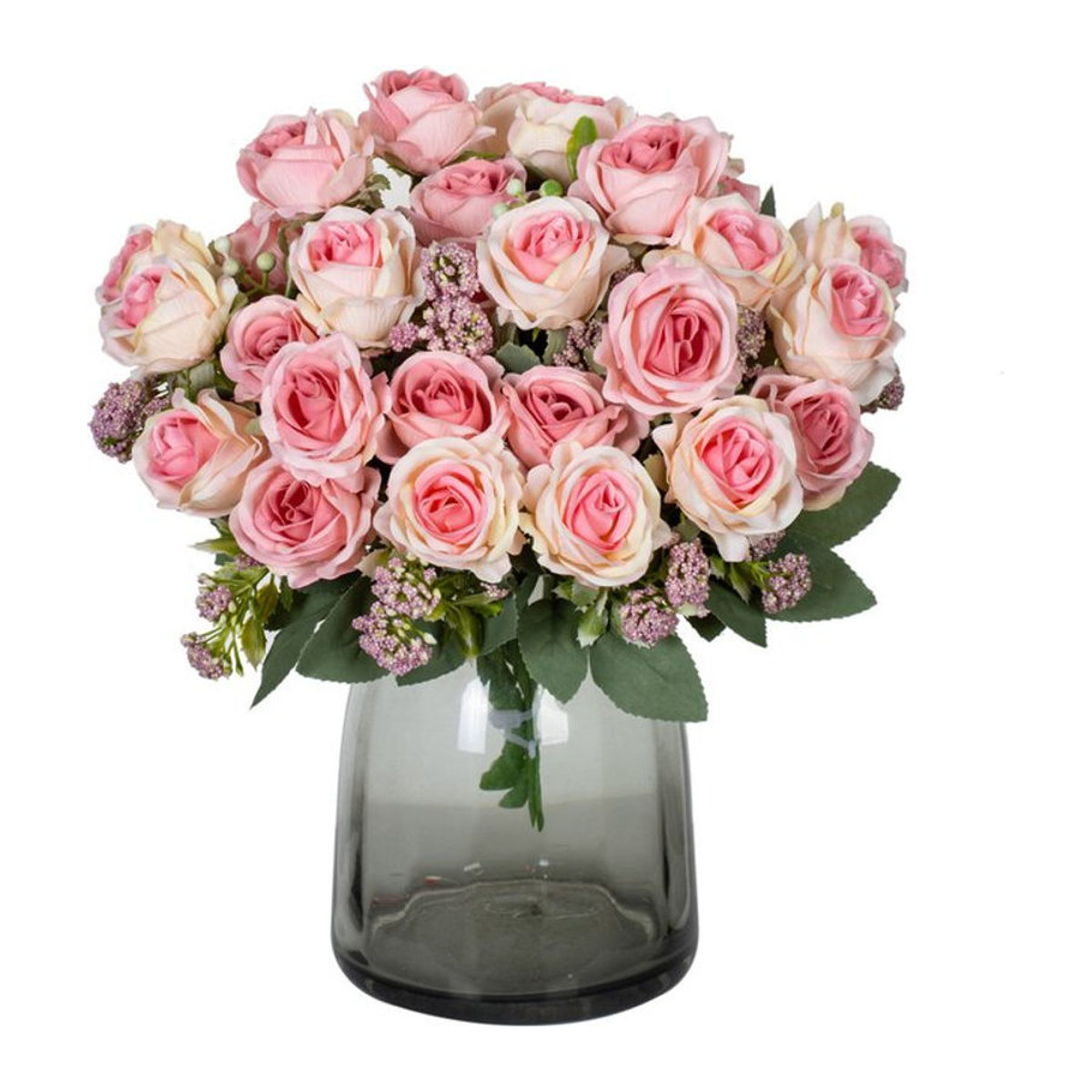 Yusheng Künstliches Rosenbouquet aus Seide in Rosa für Hochzeiten und Tischdekorationen - Bild 1