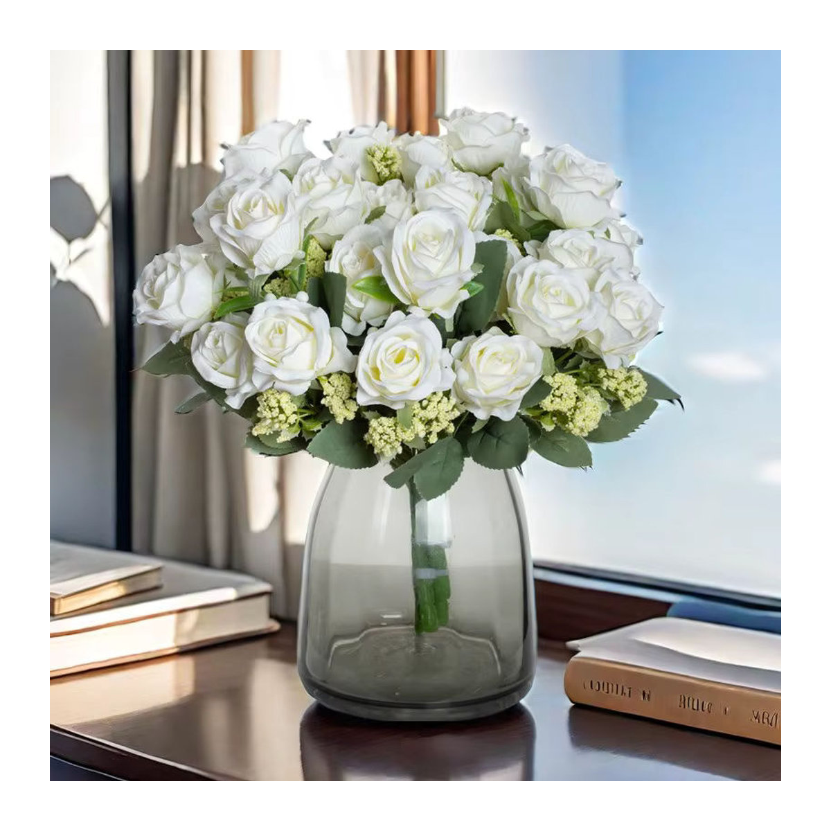 Yusheng Künstliches Rosenbouquet aus Seide in Rosa für Hochzeiten und Tischdekorationen - Bild 2