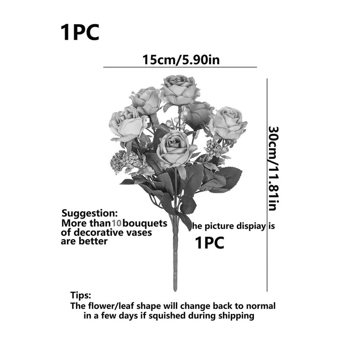Yusheng Künstliches Rosenbouquet aus Seide in Rosa für Hochzeiten und Tischdekorationen - Bild 6