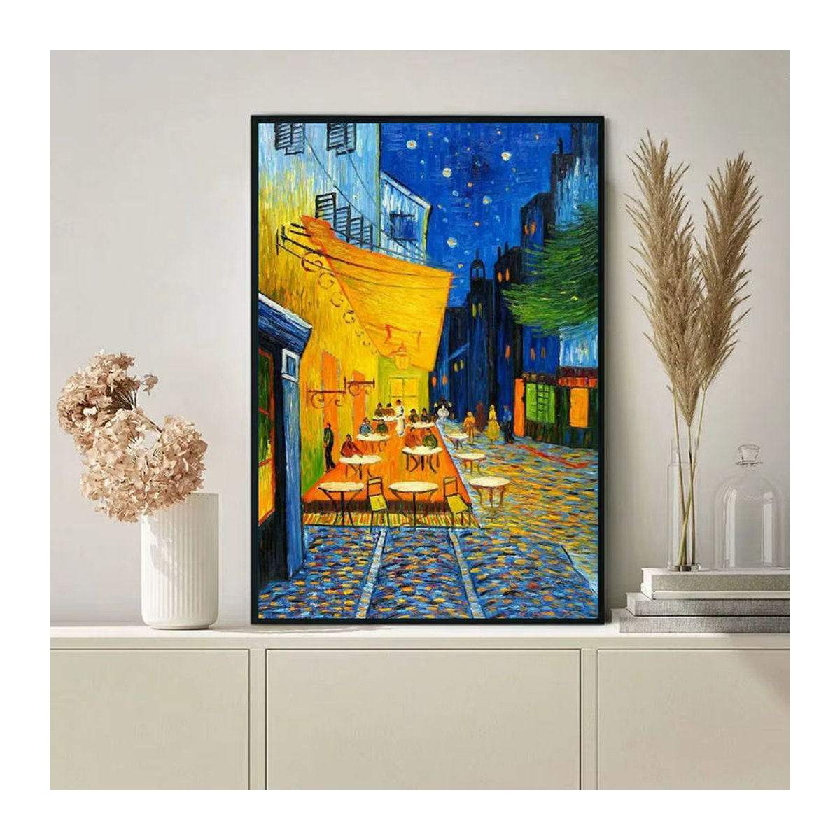 YUTTEE 5D-Diamantgemälde Café-Terrasse bei Nacht von Vincent Van Gogh, Mehrfarbiges Kunstmosaik zum Selbermachen mit runden Steinen zur Wandmontage - Bild 1