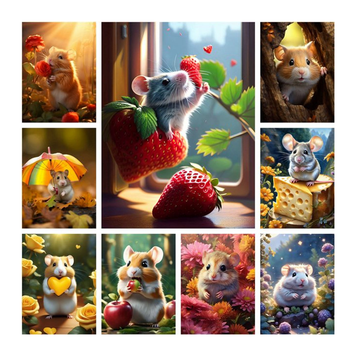 YUTTEE 5D Diamantmalerei Hamster Mosaik Set mit niedlicher Maus als DIY Kreuzstich Kit für Kinder in Mehrfarbig - Bild 1