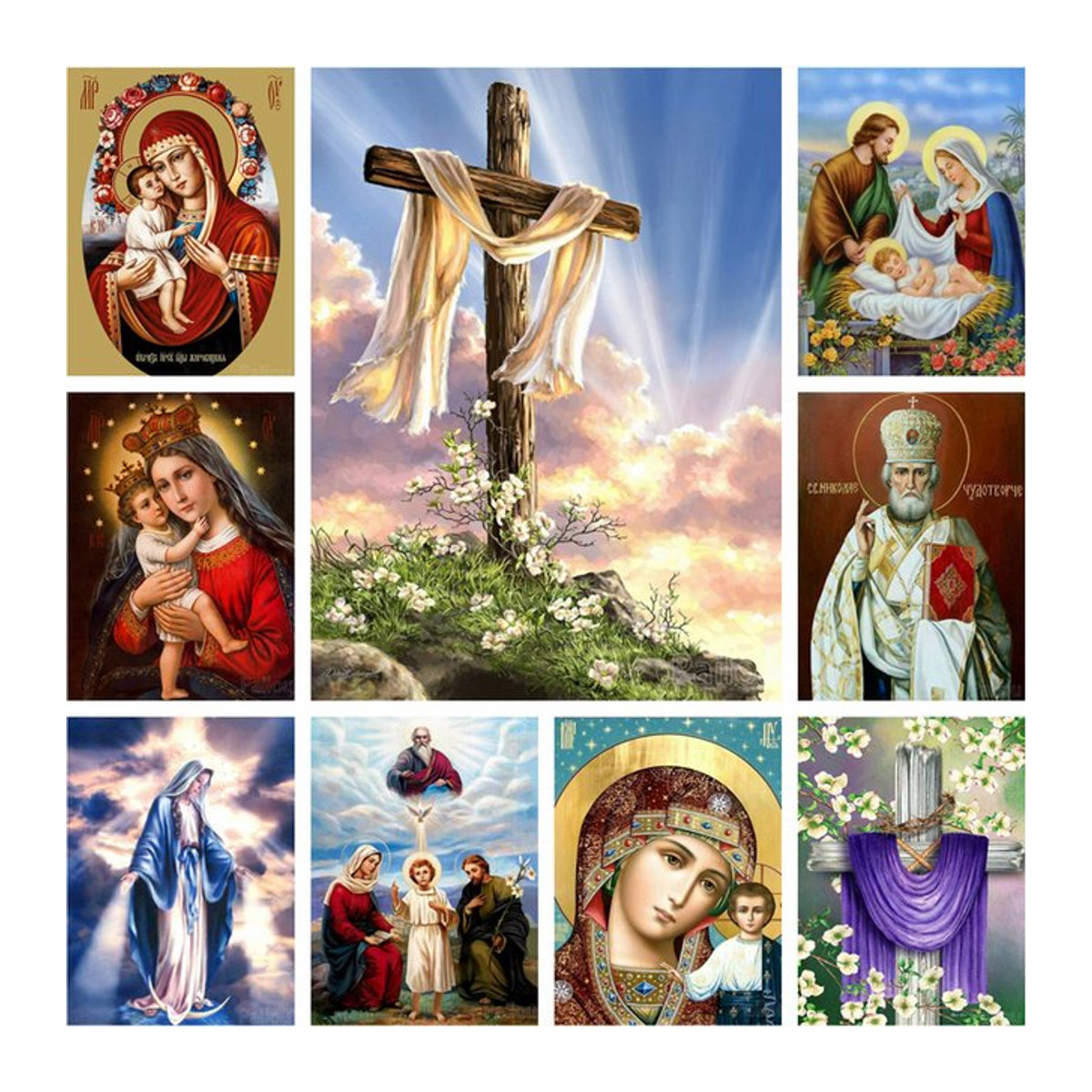 YUTTEE 5D Diamantmalerei Madonna und Jesus DIY Mosaik Stickerei mit runden Steinen in Mehrfarbig - Bild 1