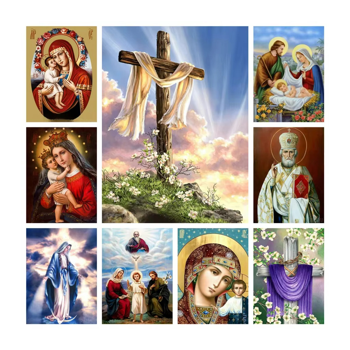 YUTTEE 5D Diamantmalerei Madonna und Jesus DIY Mosaik Stickerei mit runden Steinen in Mehrfarbig - Bild 4