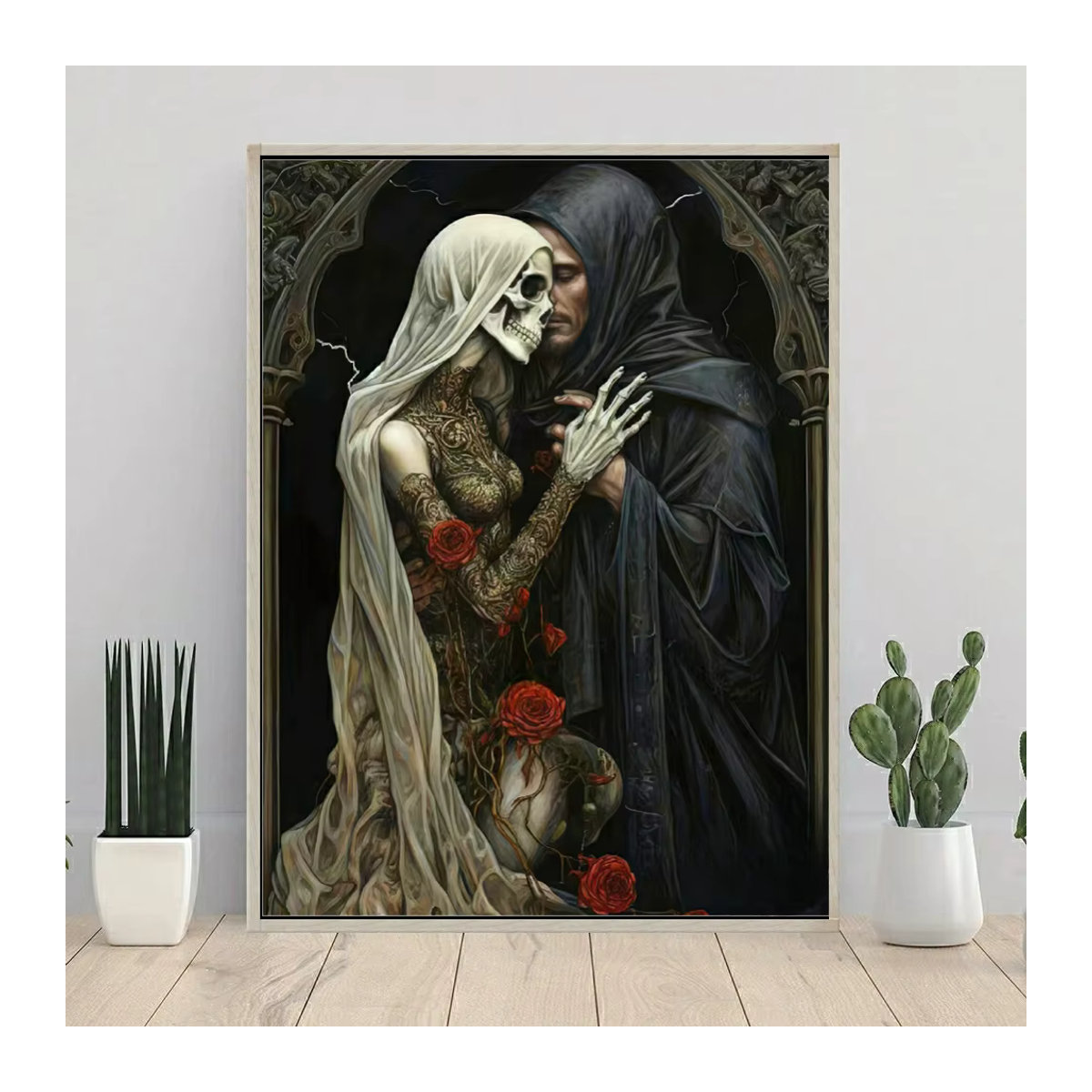 YUTTEE 5D DIY Diamant Malerei Gothic Schädel Liebe Paar Mosaik Kunst Set mit runden Bohrern in Mehrfarbig - Bild 2