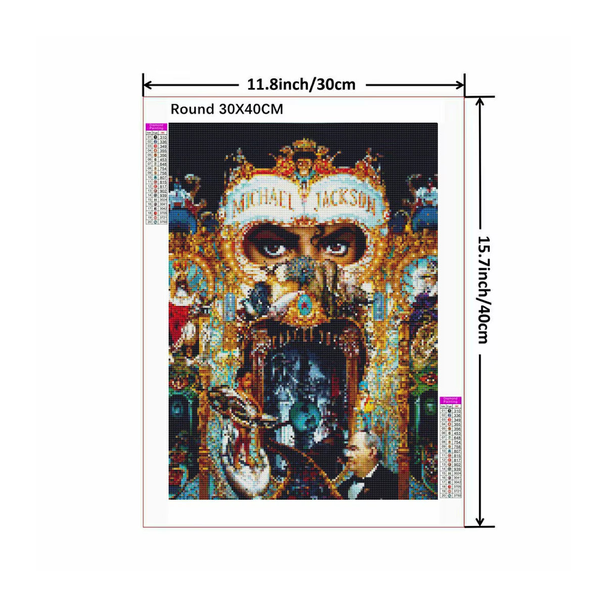 YUTTEE 5D DIY Diamant Stickerei Michael Jackson Mosaik Set, mehrfarbig, Durchmesser: 30 cm - Bild 2