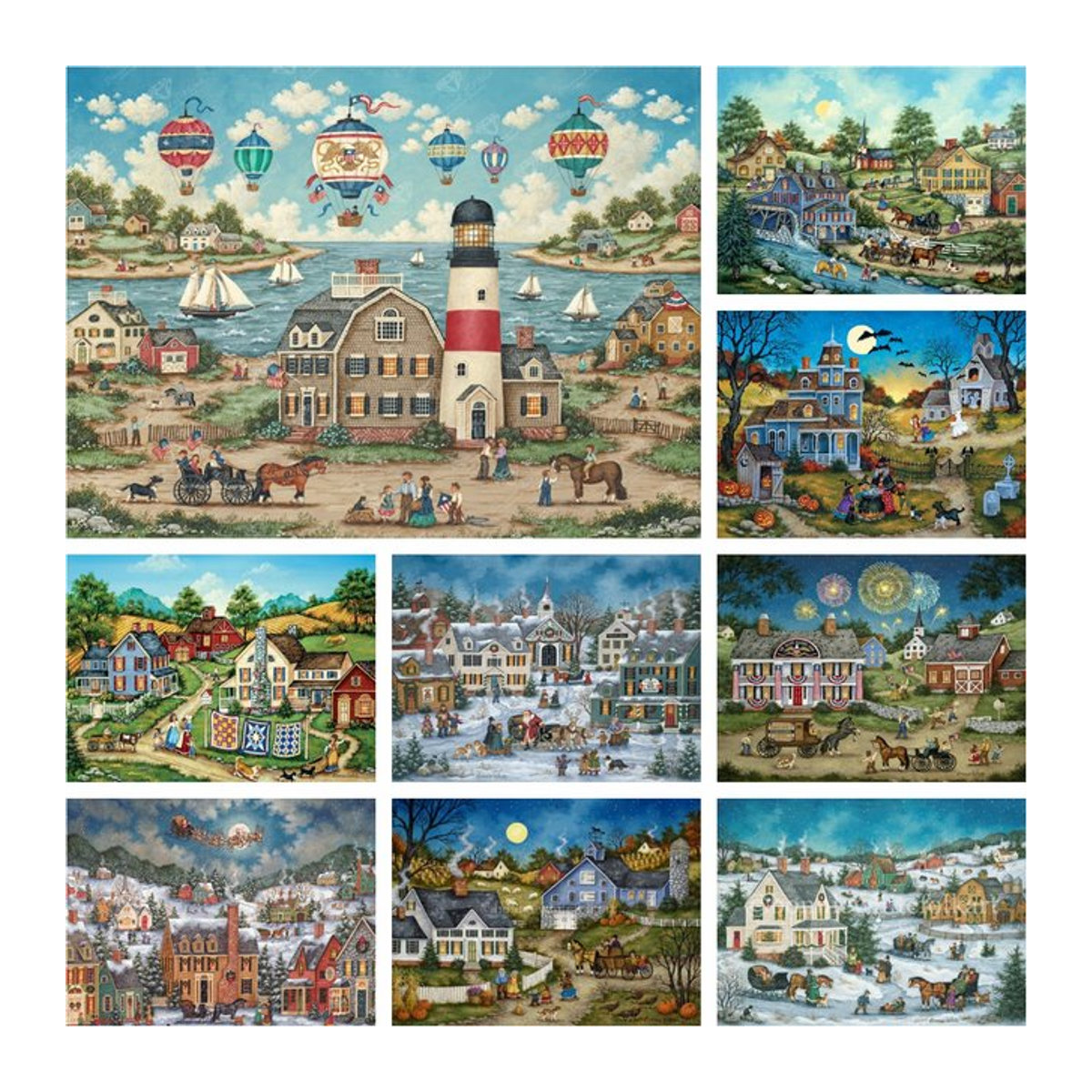 YUTTEE 5D DIY Diamantmalerei Bay Village Landschaft Mosaik Set mit runden Steinen in Mehrfarbig - Bild 1