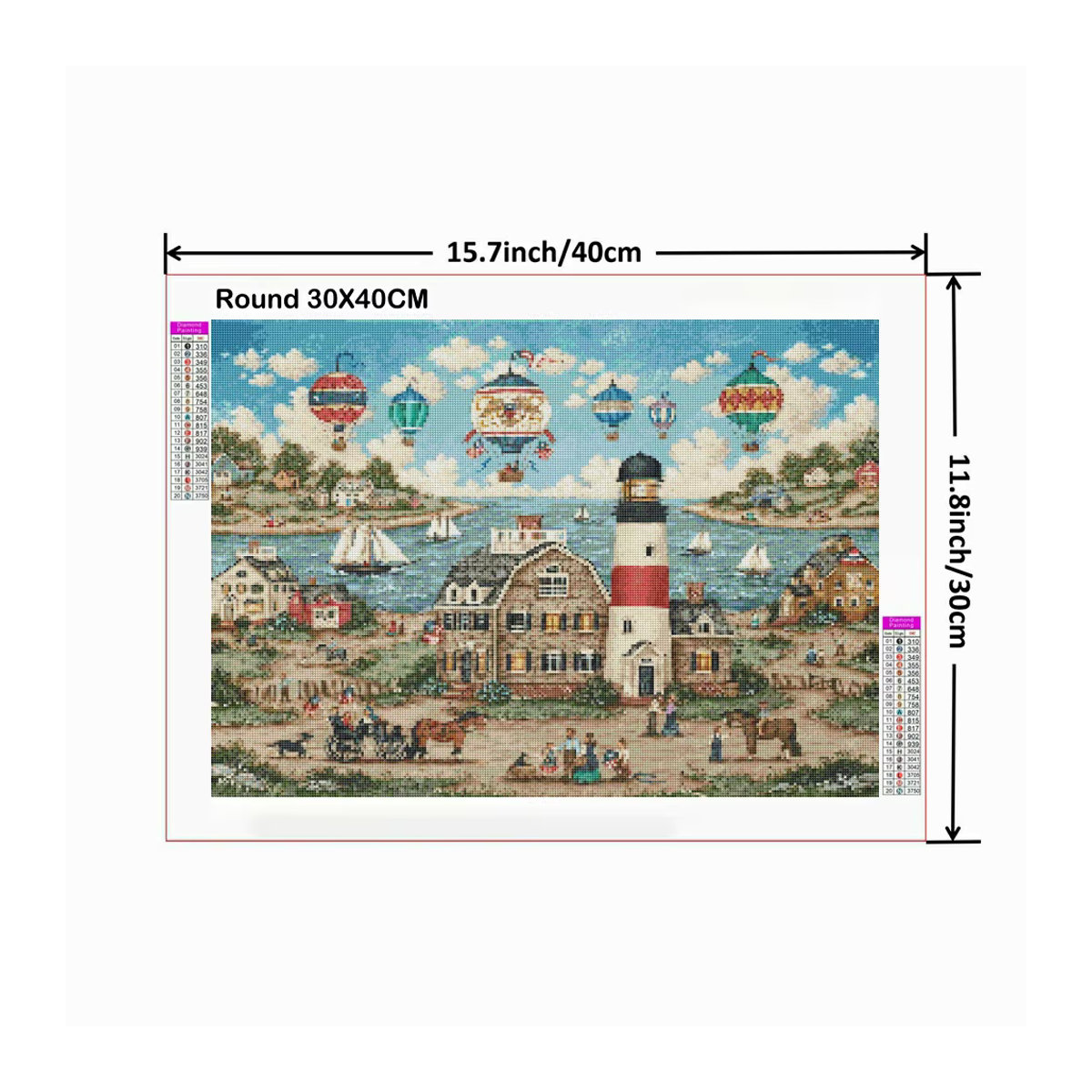 YUTTEE 5D DIY Diamantmalerei Bay Village Landschaft Mosaik Set mit runden Steinen in Mehrfarbig - Bild 2