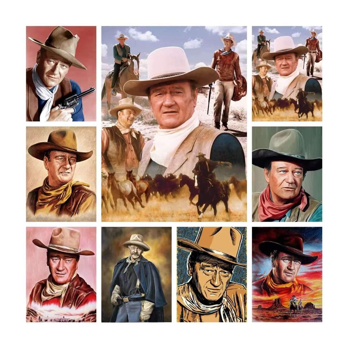 YUTTEE 5D DIY Diamantmalerei Cowboy John Wayne Vintage Wandbild mit runden Strass-Diamanten, mehrfarbig - Bild 4