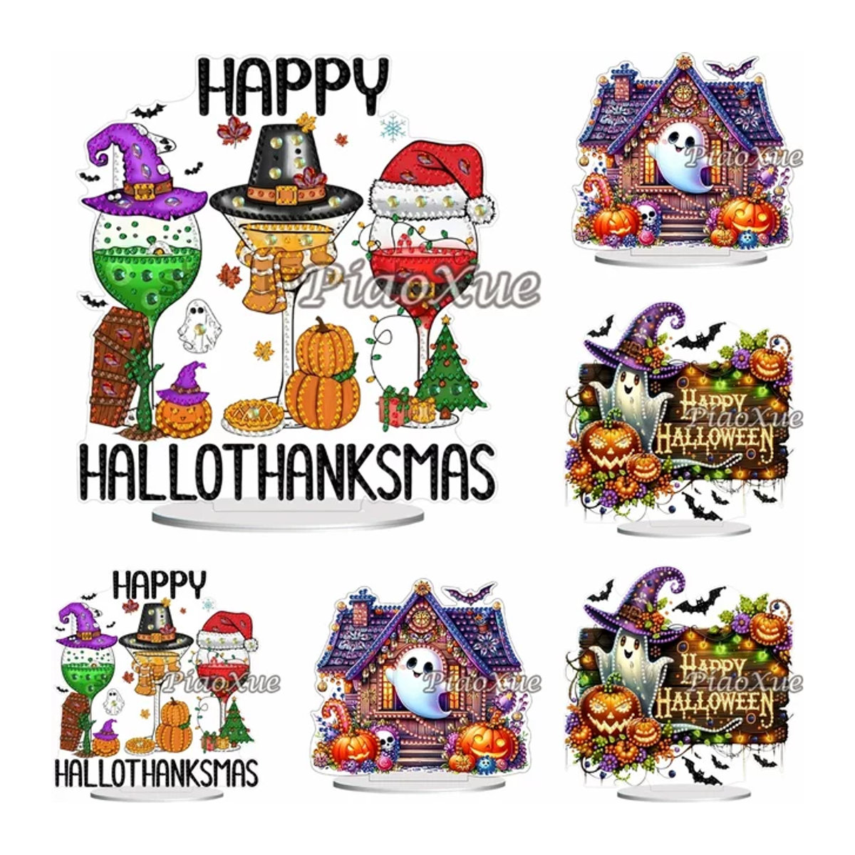 YUTTEE 5D DIY Diamantmalerei Happy Halloween Ornament Set, Mosaik Kreuzstich Kit mit Witcher Haus Motiv, mehrfarbig - Bild 1