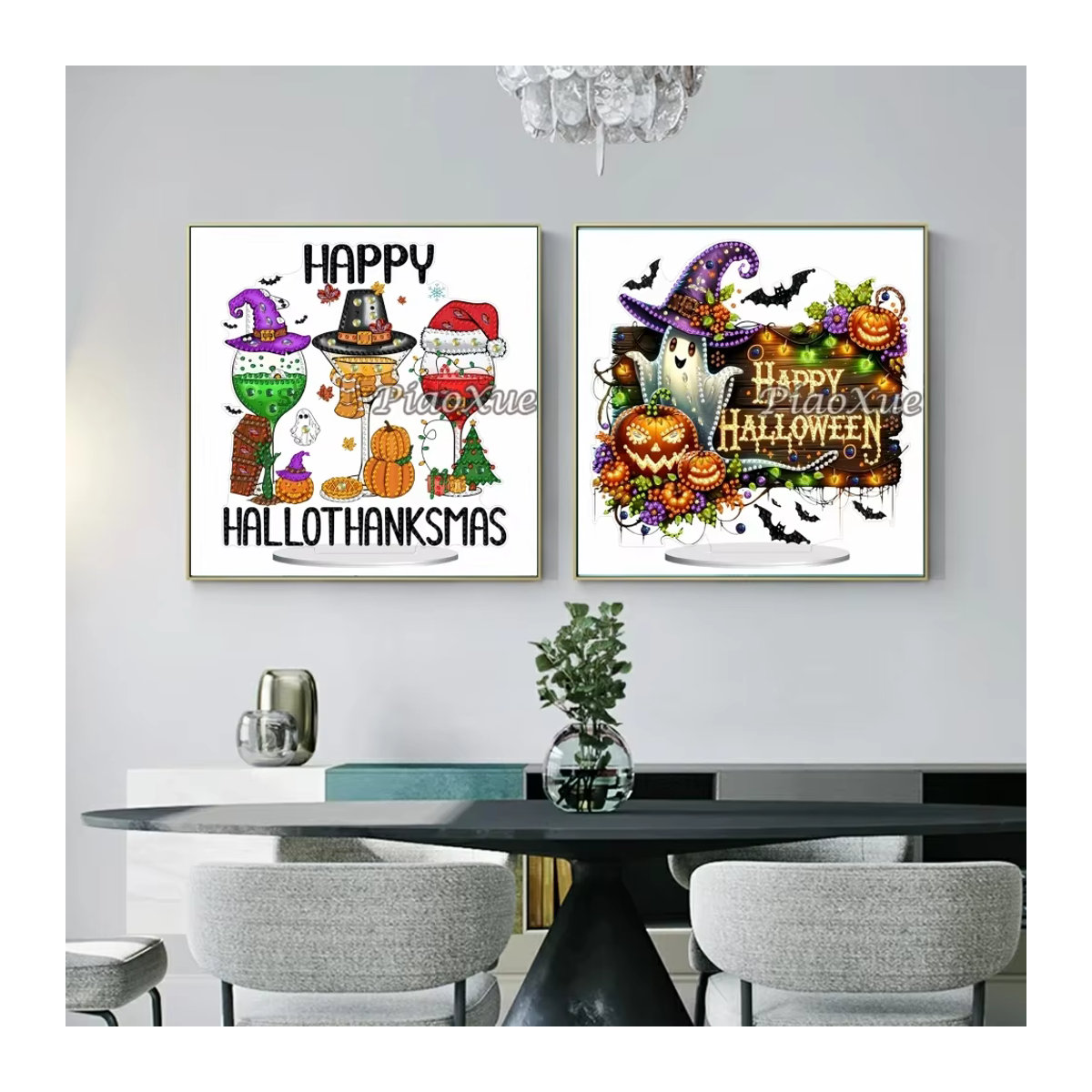 YUTTEE 5D DIY Diamantmalerei Happy Halloween Ornament Set, Mosaik Kreuzstich Kit mit Witcher Haus Motiv, mehrfarbig - Bild 2
