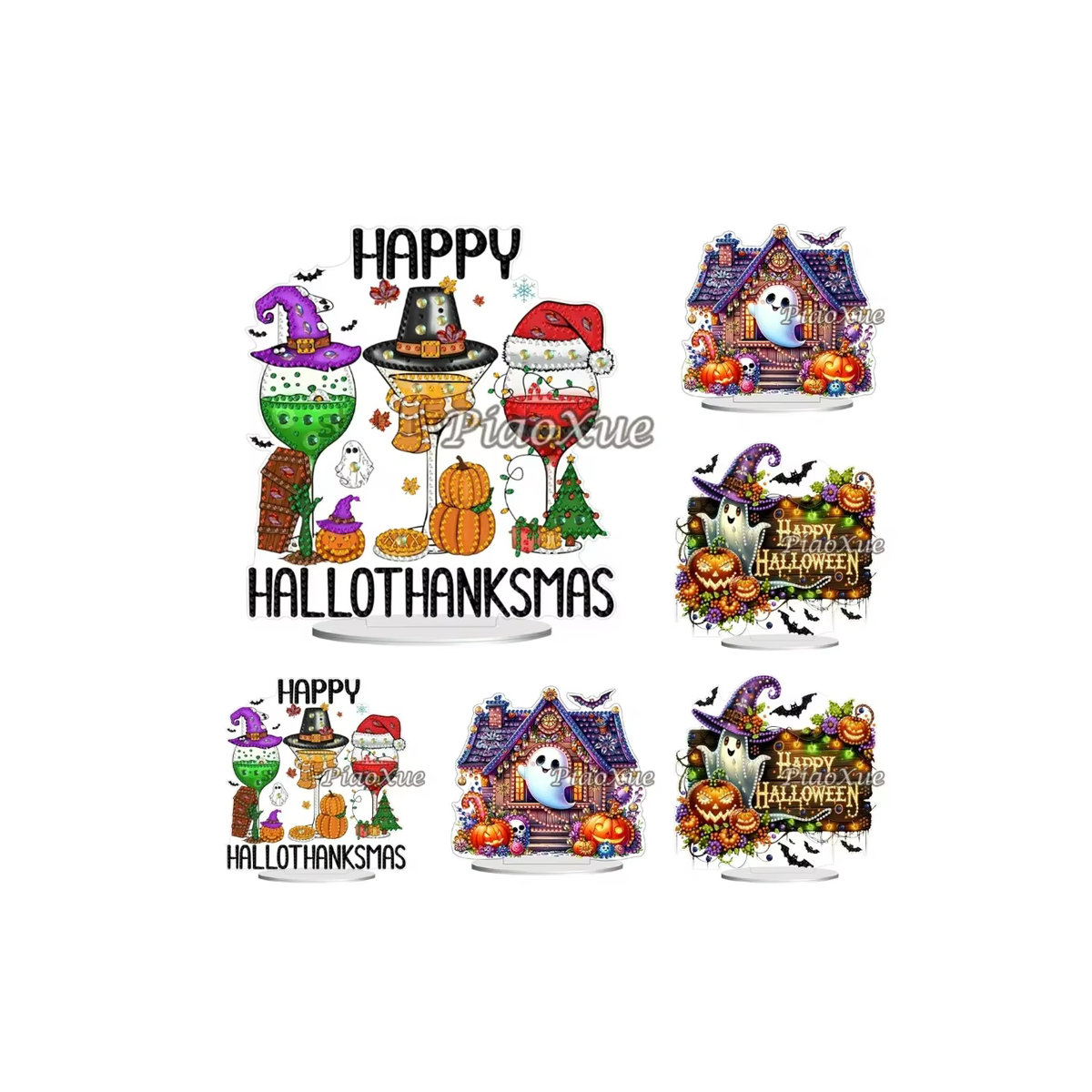 YUTTEE 5D DIY Diamantmalerei Happy Halloween Ornament Set, Mosaik Kreuzstich Kit mit Witcher Haus Motiv, mehrfarbig - Bild 3